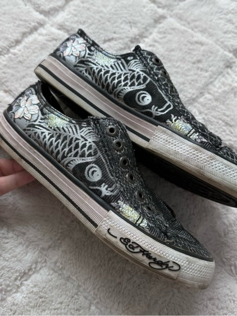 Ed Hardey Christian Audigier | Vintage Koi Lace Less Sneakers | Size 6